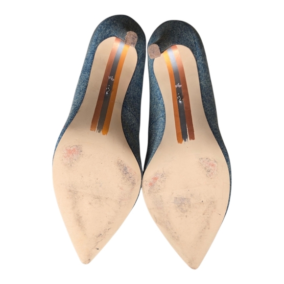 Sam Edelman Womens Harriett Scalloped Beaded Pointed Toe Denim Heels Size 9.5 - Picture 10 of 12